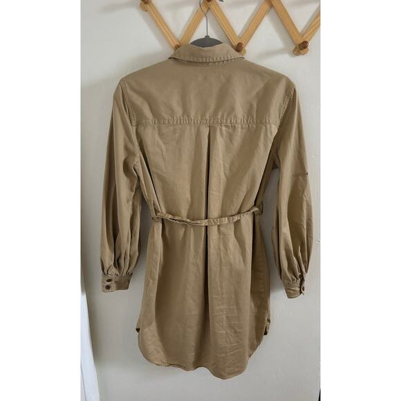 Banana Republic Dress Women's XS Tan Utility Shirt Mini Long Sleeve Button Up - Picture 8 of 8